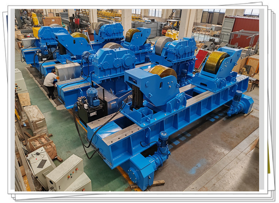 Cama de rolos de aço motorizada de viagem de 800T de soldagem para torre de vento offshore Dia até 12m